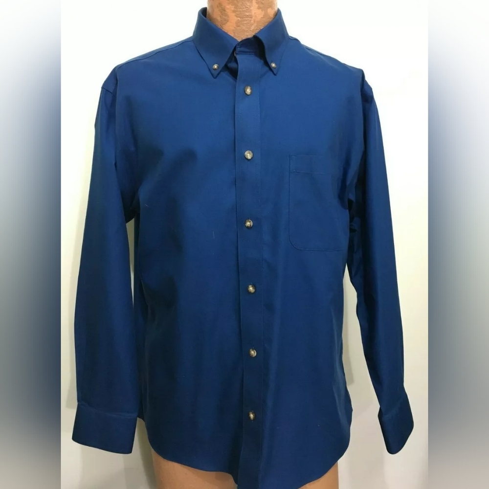 Cabela's 2XL Reg Blue Button-Down Long-Sleeve Cotton Shirt